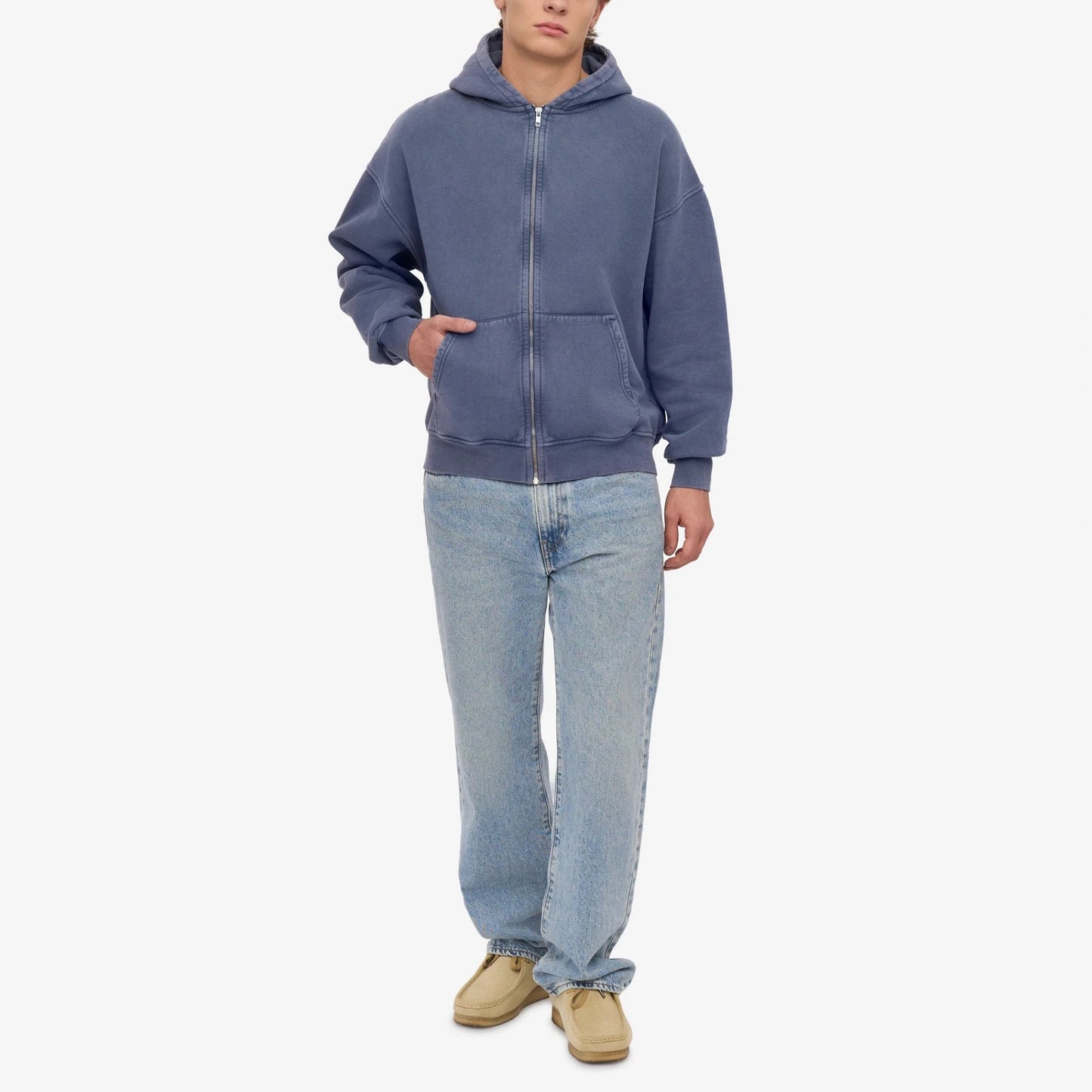 Organic Oversized Zip Hood - Neptune Blue