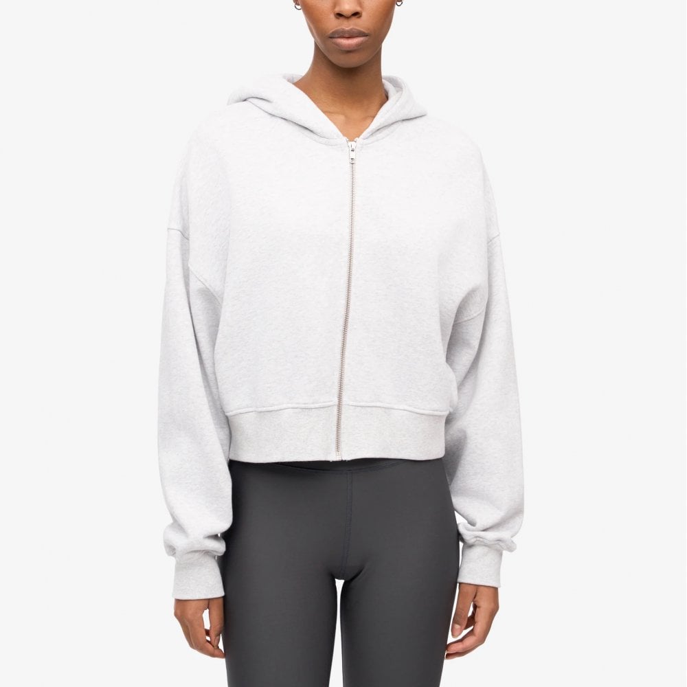 Women's Organic Crop Zip Hood - Snow Melange
