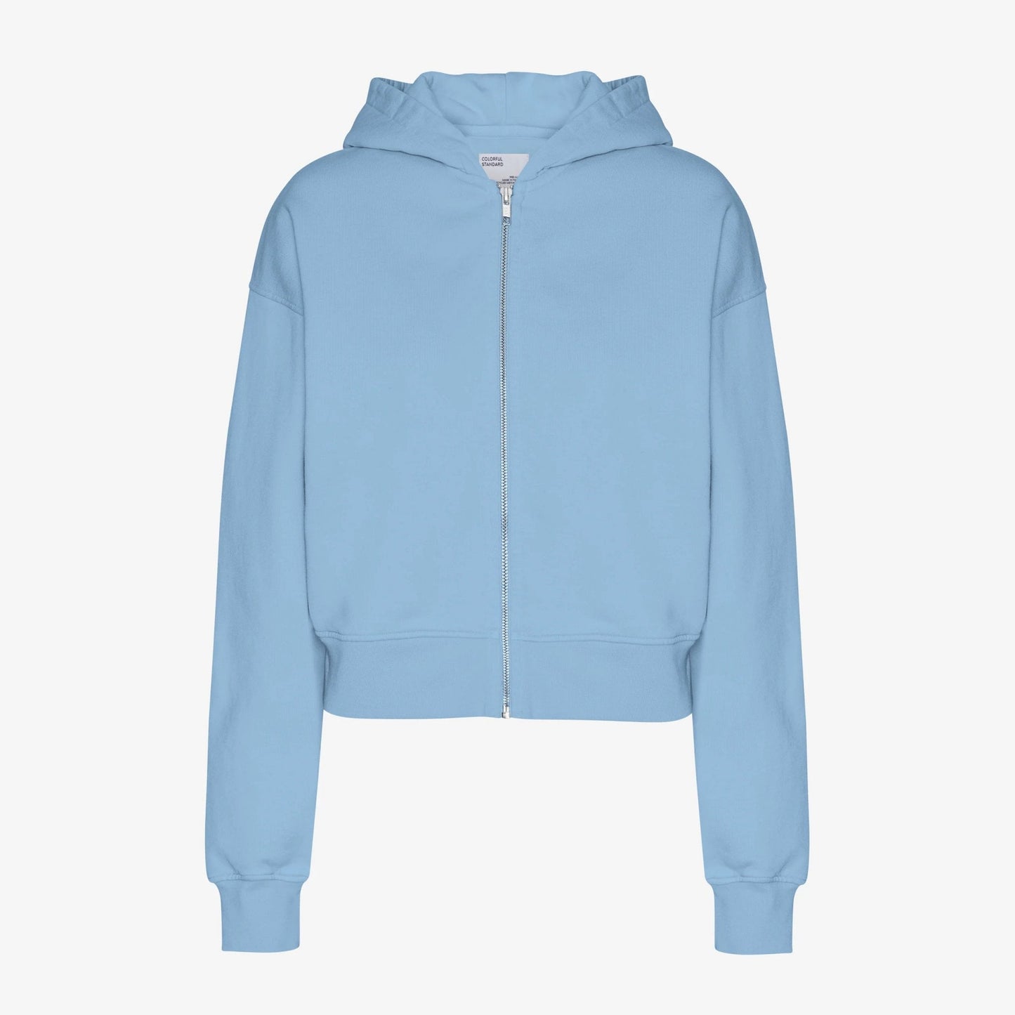 Women's Organic Crop Zip Hood - Seaside Blue