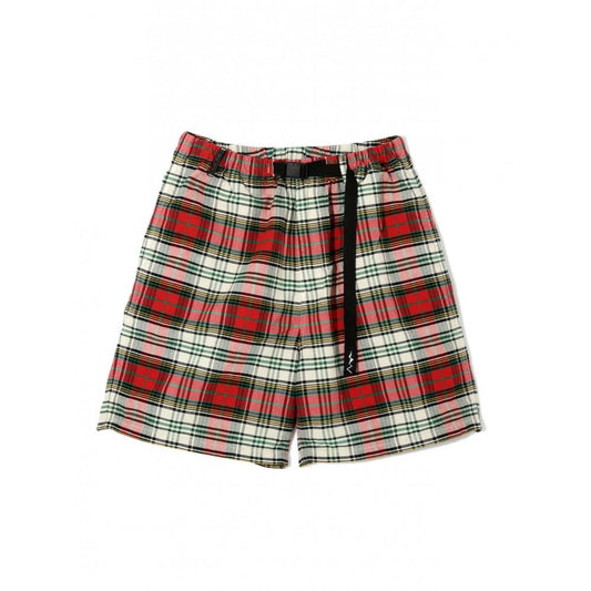 Washed Plaid Shorts - Red