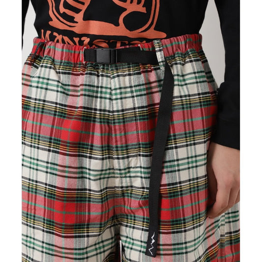 Washed Plaid Shorts - Red