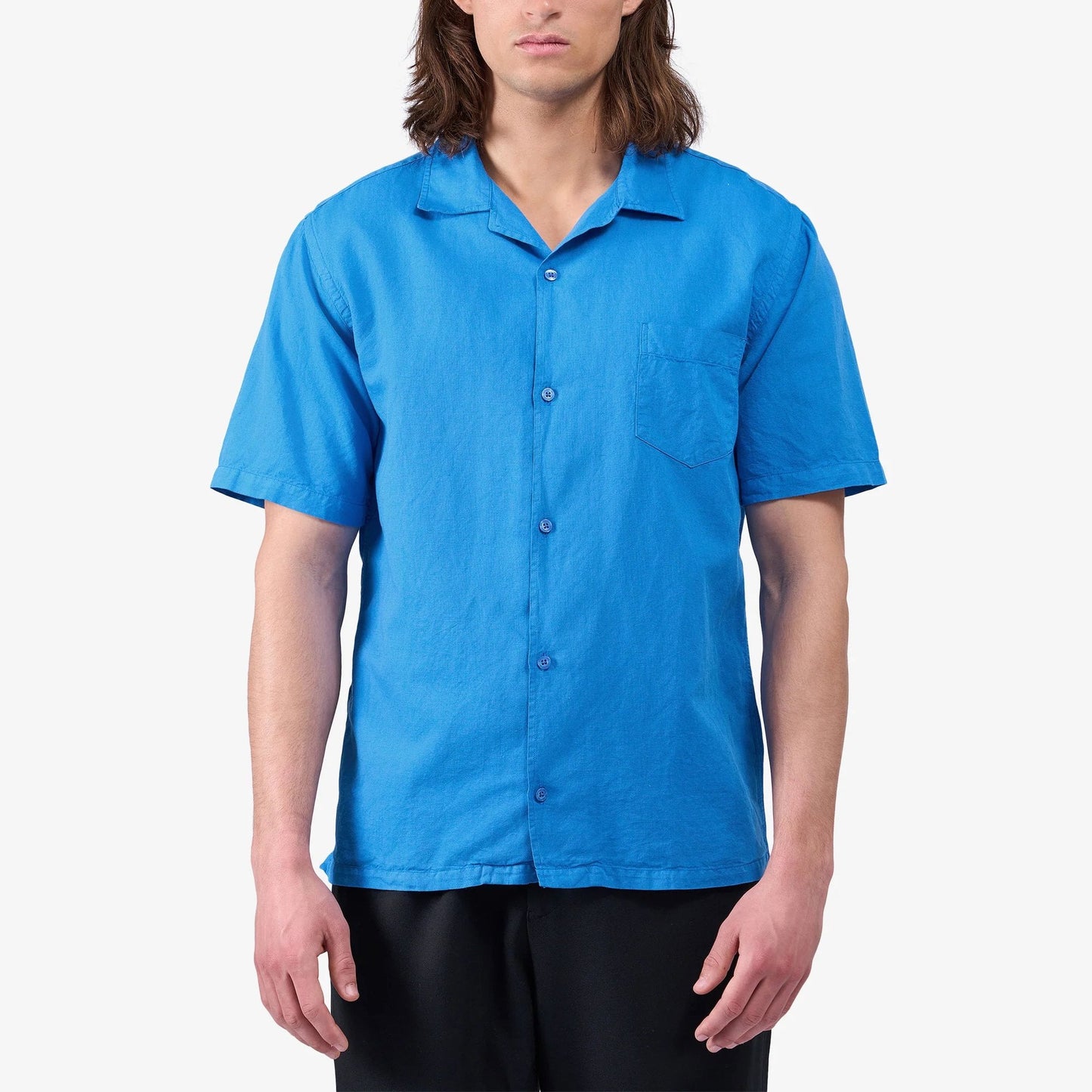 Linen Short Sleeved Shirt - Pacific Blue
