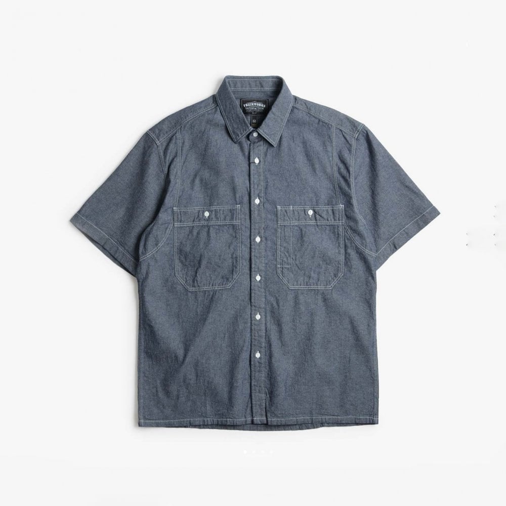 Chambray Big Pocket Half Shirt - Indigo