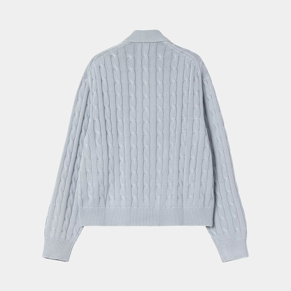 W' Carter Sweater Jacket, Blue Fog