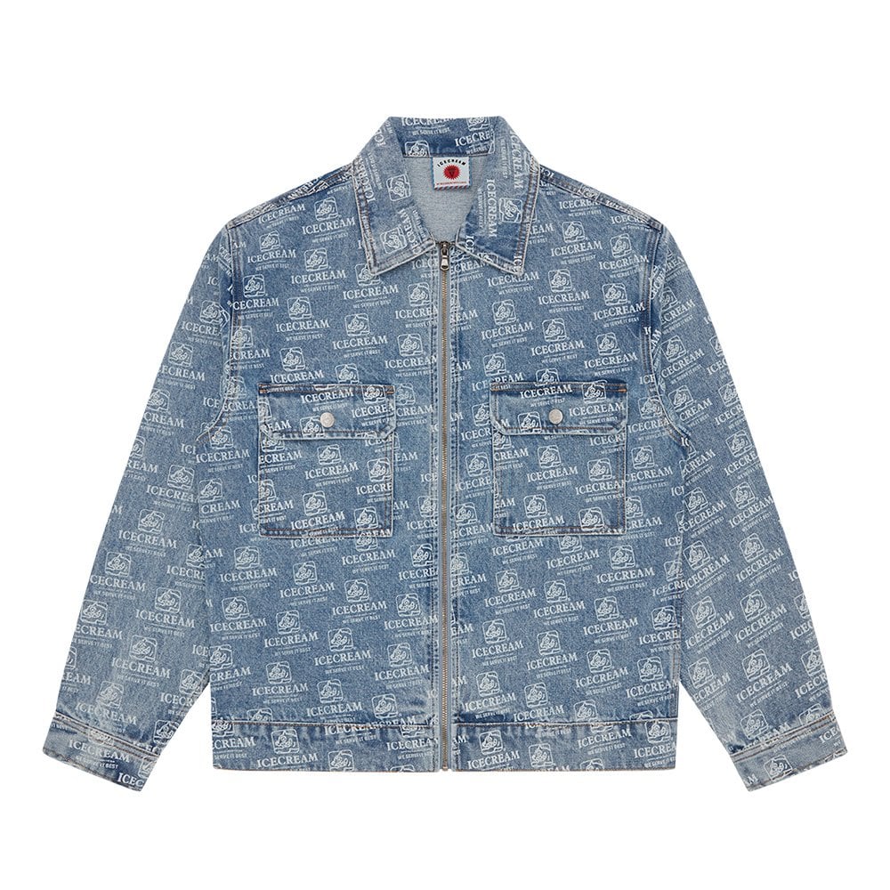 Repeat Print Denim Trucker Jacket