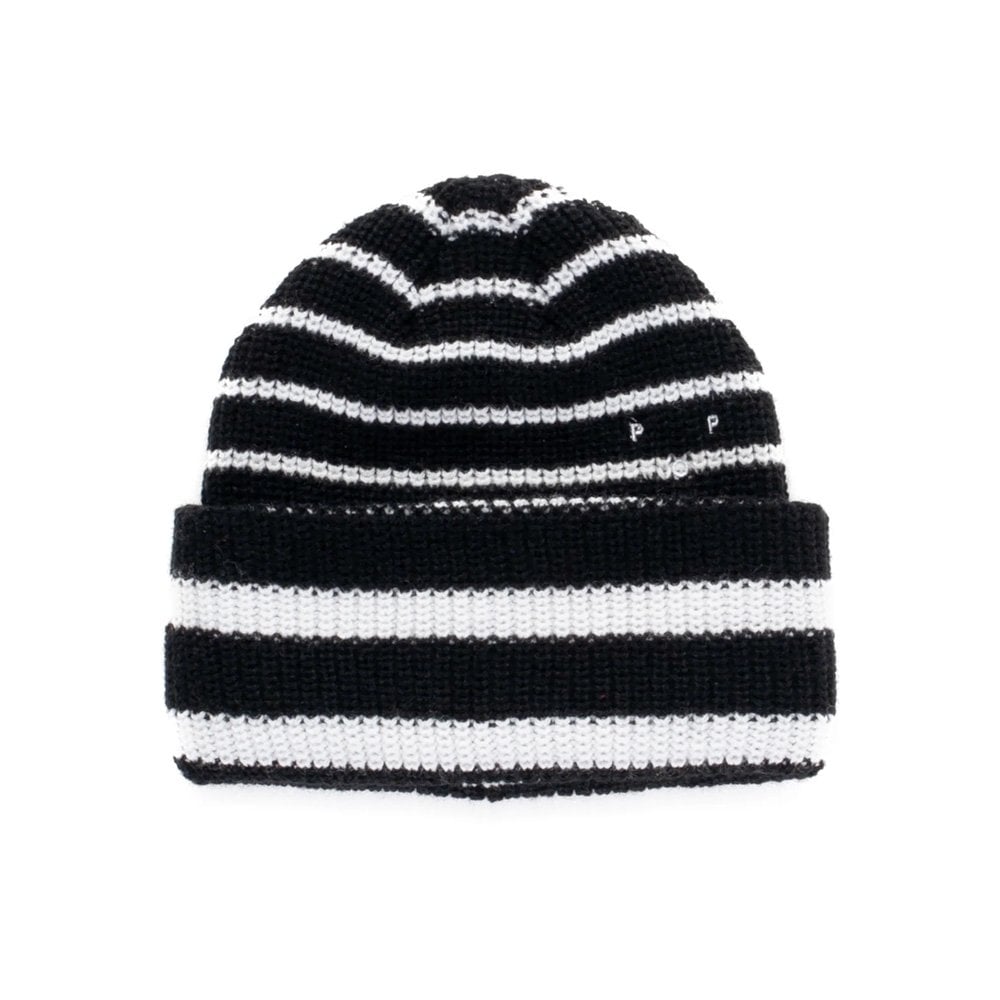 Striped Beanie - Black