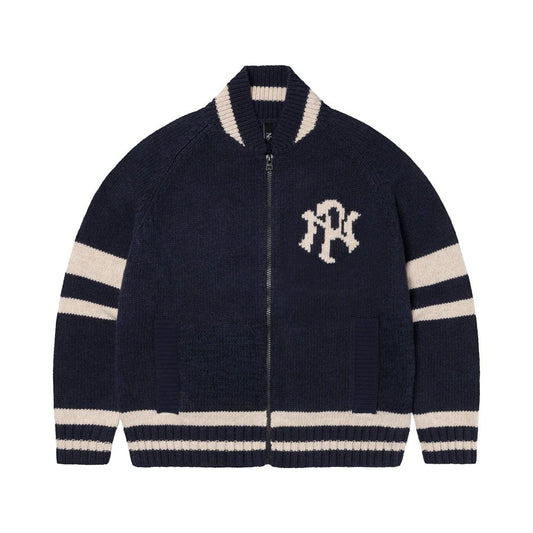 NYP Varsity Zip Thru Knit - Navy