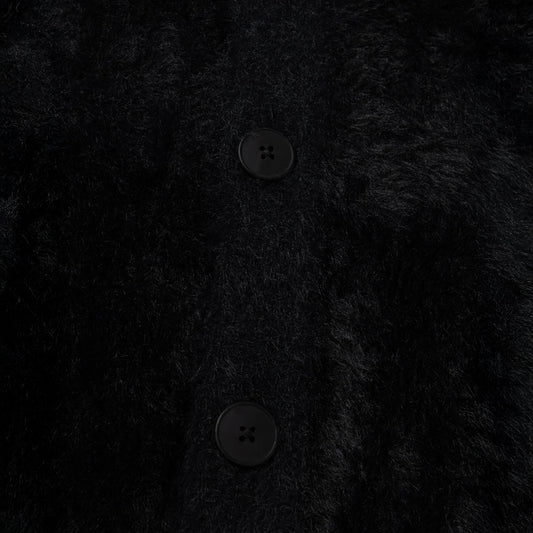 Oversized Chenille Column Knit Cardigan - Black