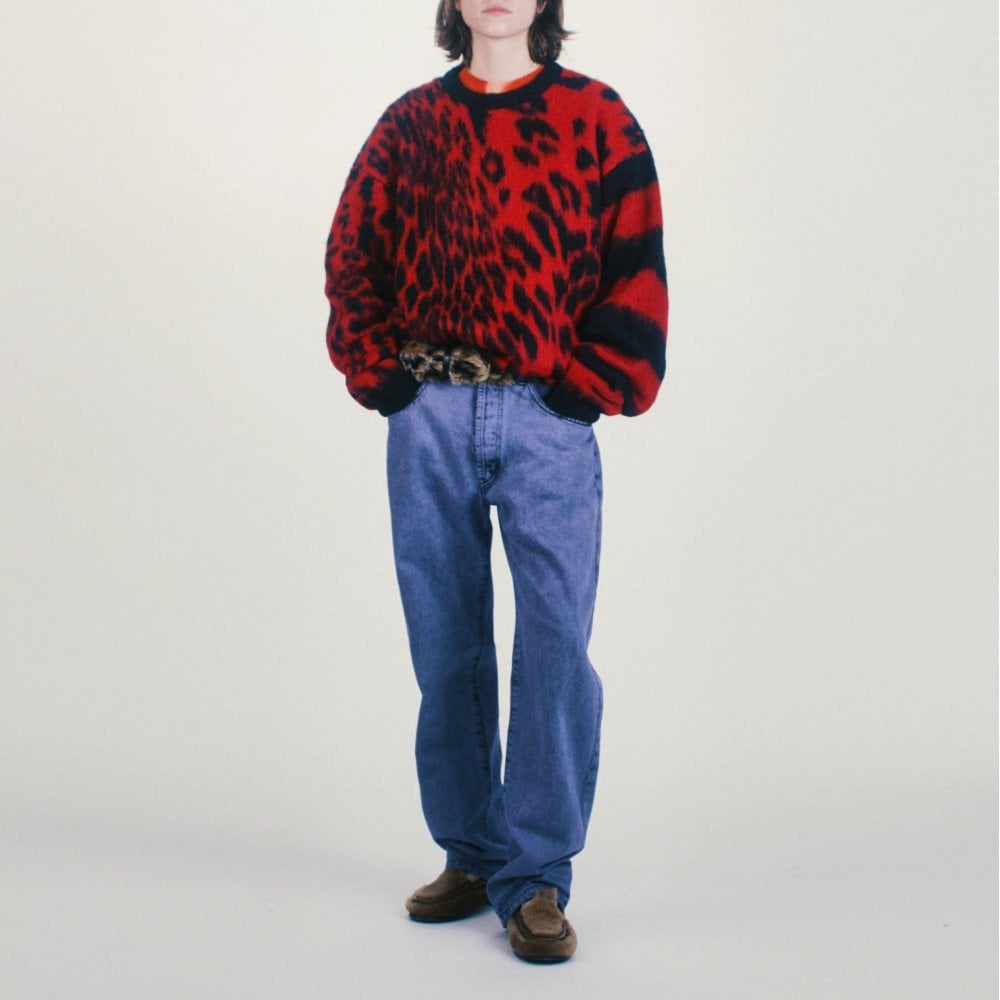 Brushed Leopard Sweater - Red