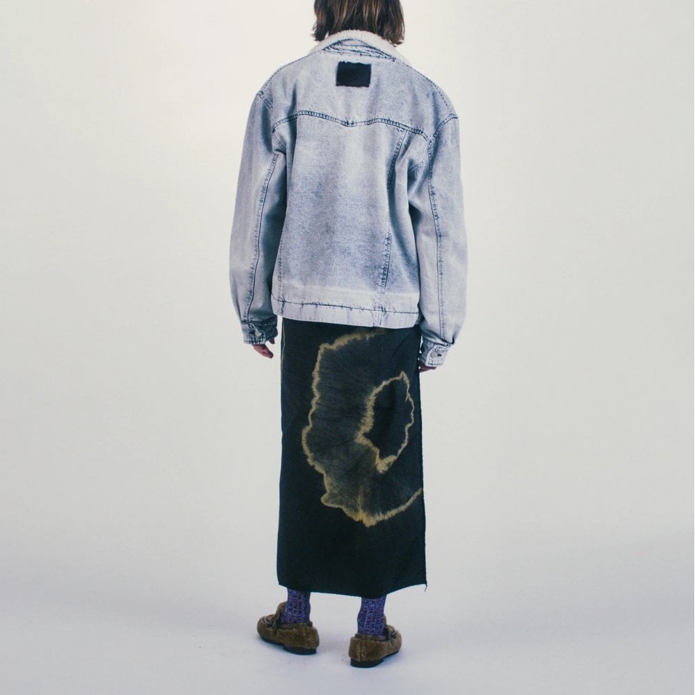 Sherpa Denim Car Coat - Grey