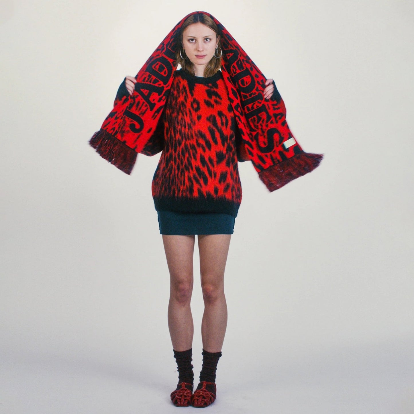 J'Adoro Aries Leopard Scarf - Red