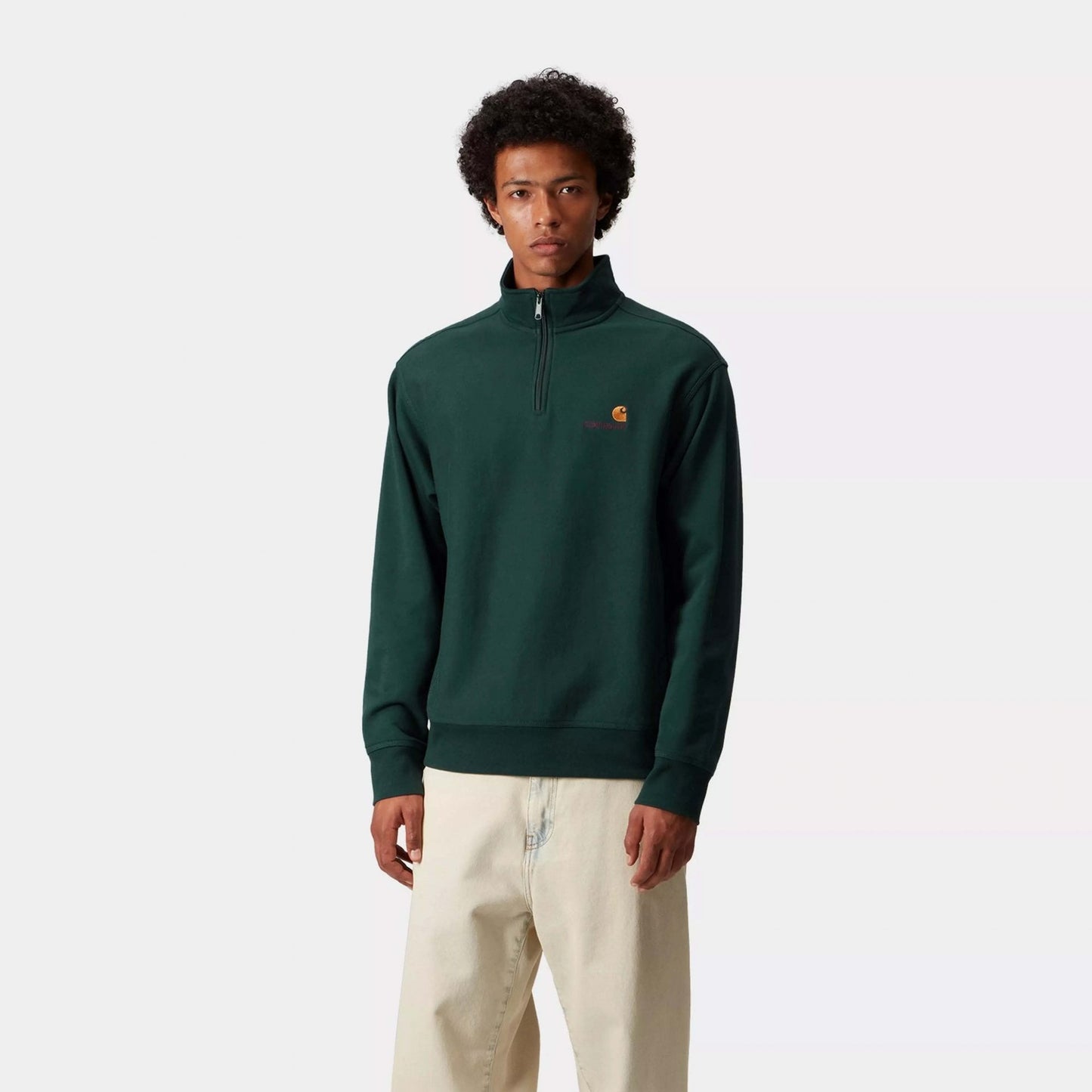 Half Zip American Script Sweat - Dark Fir