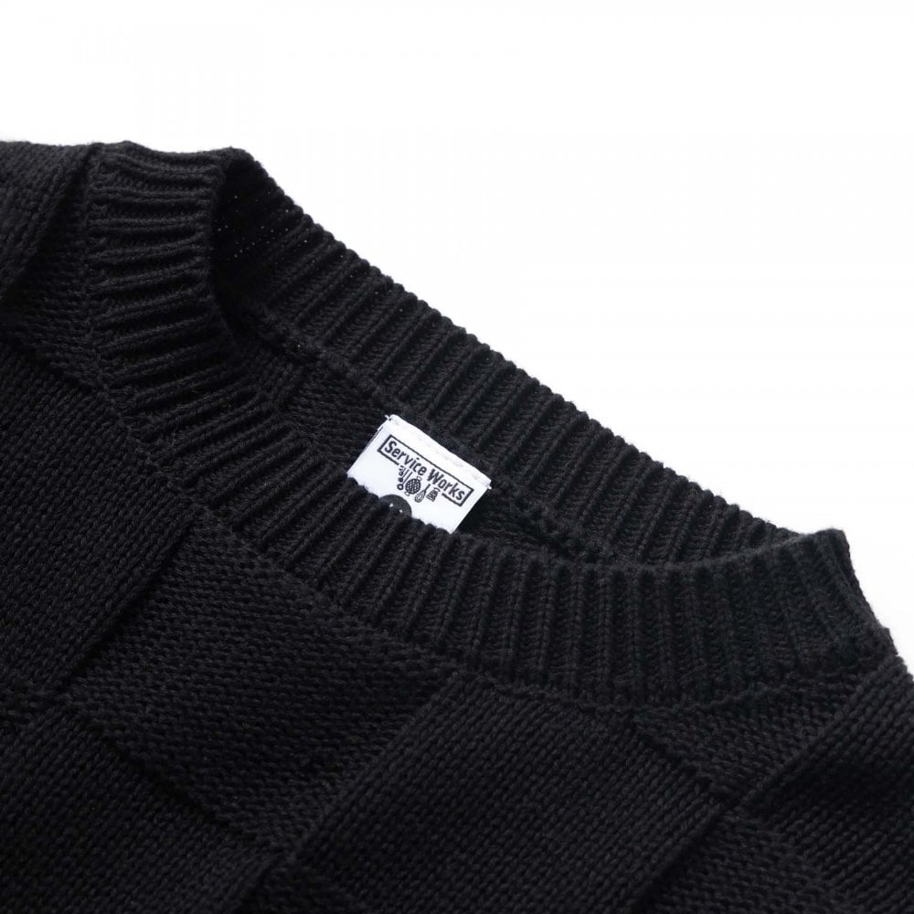 Check Knit Crewneck - Black