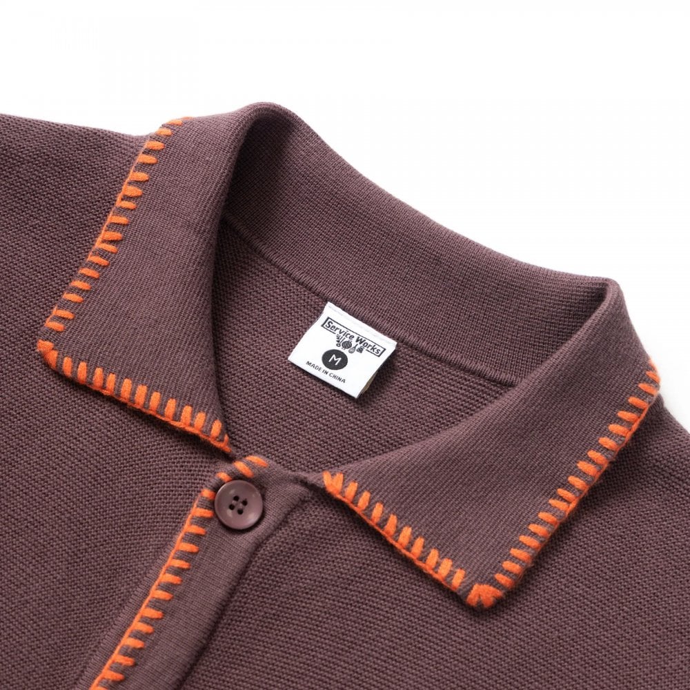 Blanket Stitch Cardigan - Brown