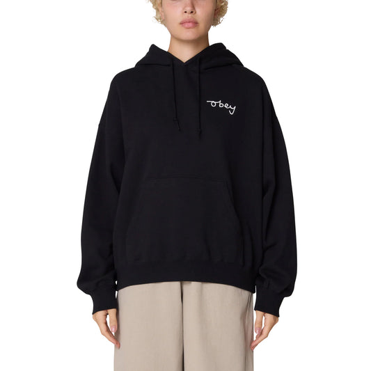 Chainstitch Baggy Relaxed Pullover Hood Black