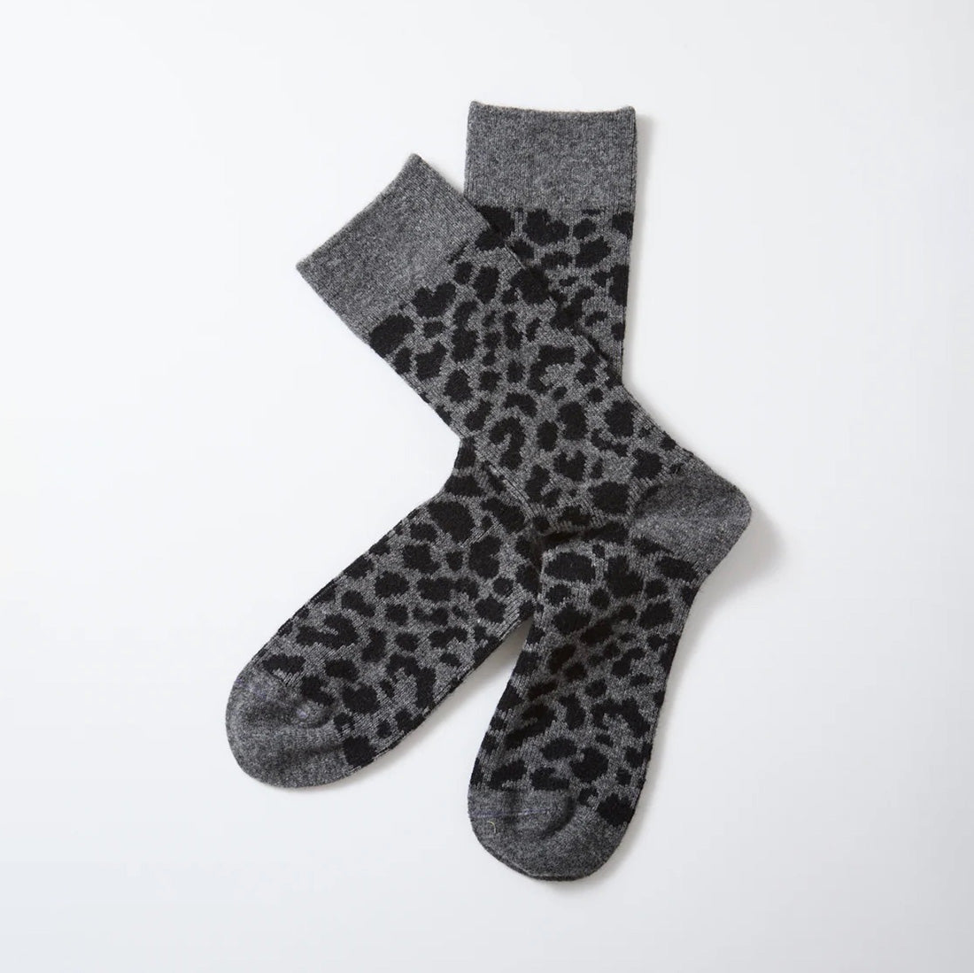 Leopard Pattern Merino Socks - D.Gray/Black