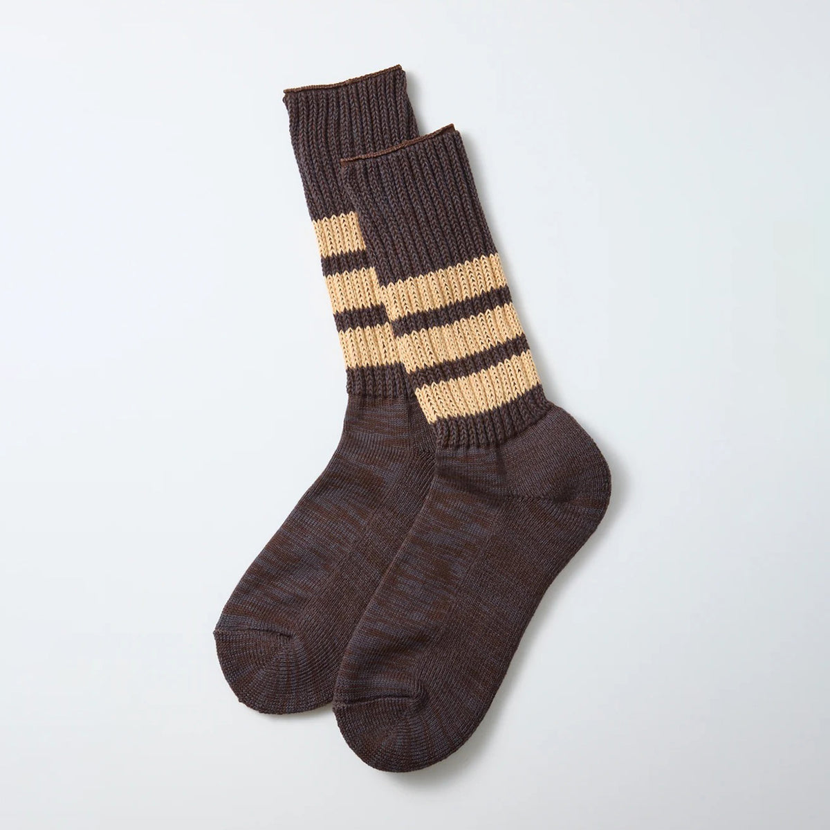 Coarse Ribbed Crew Socks - Faded Black/Vintage Orange
