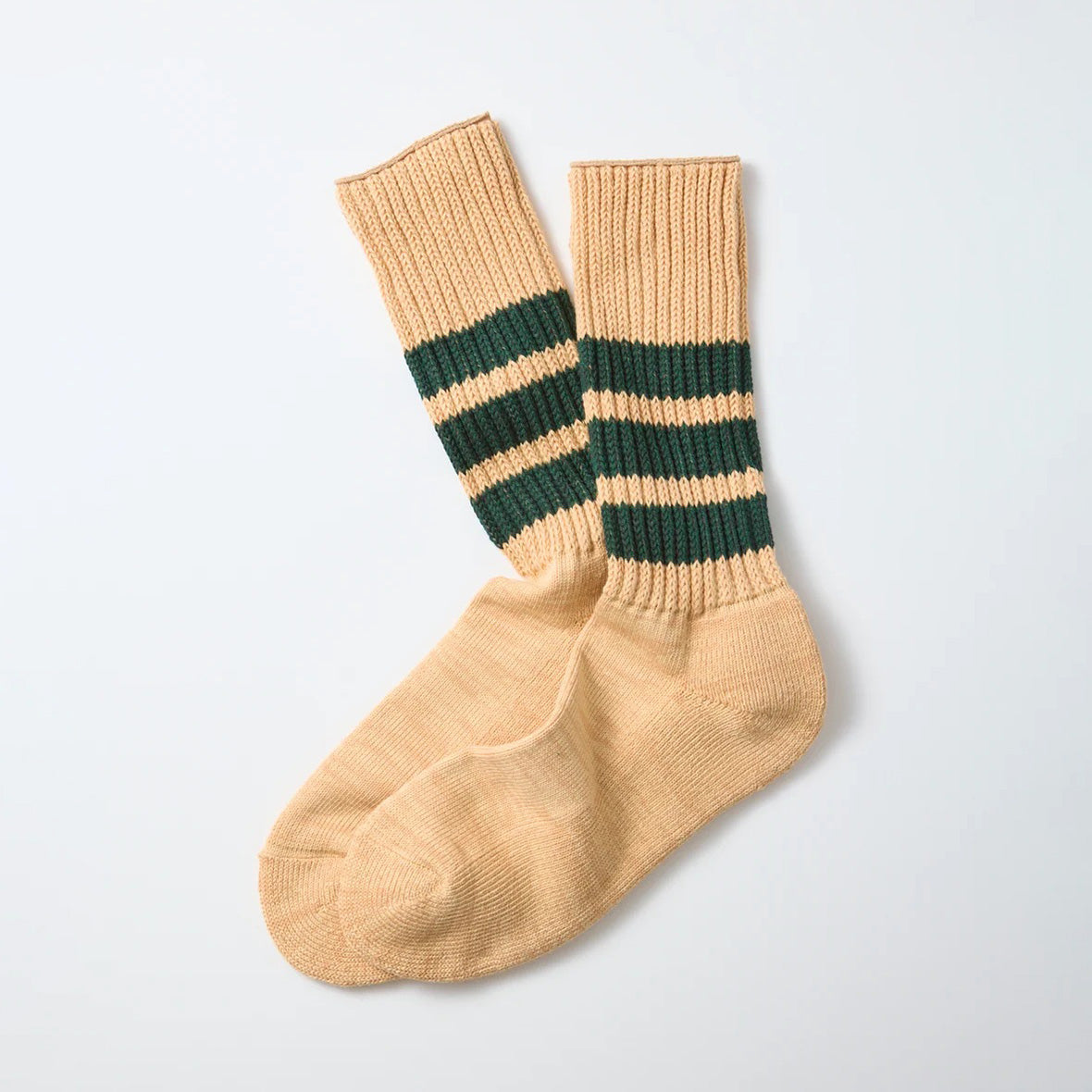Coarse Ribbed Crew Socks - Vintage Orange/D.Green