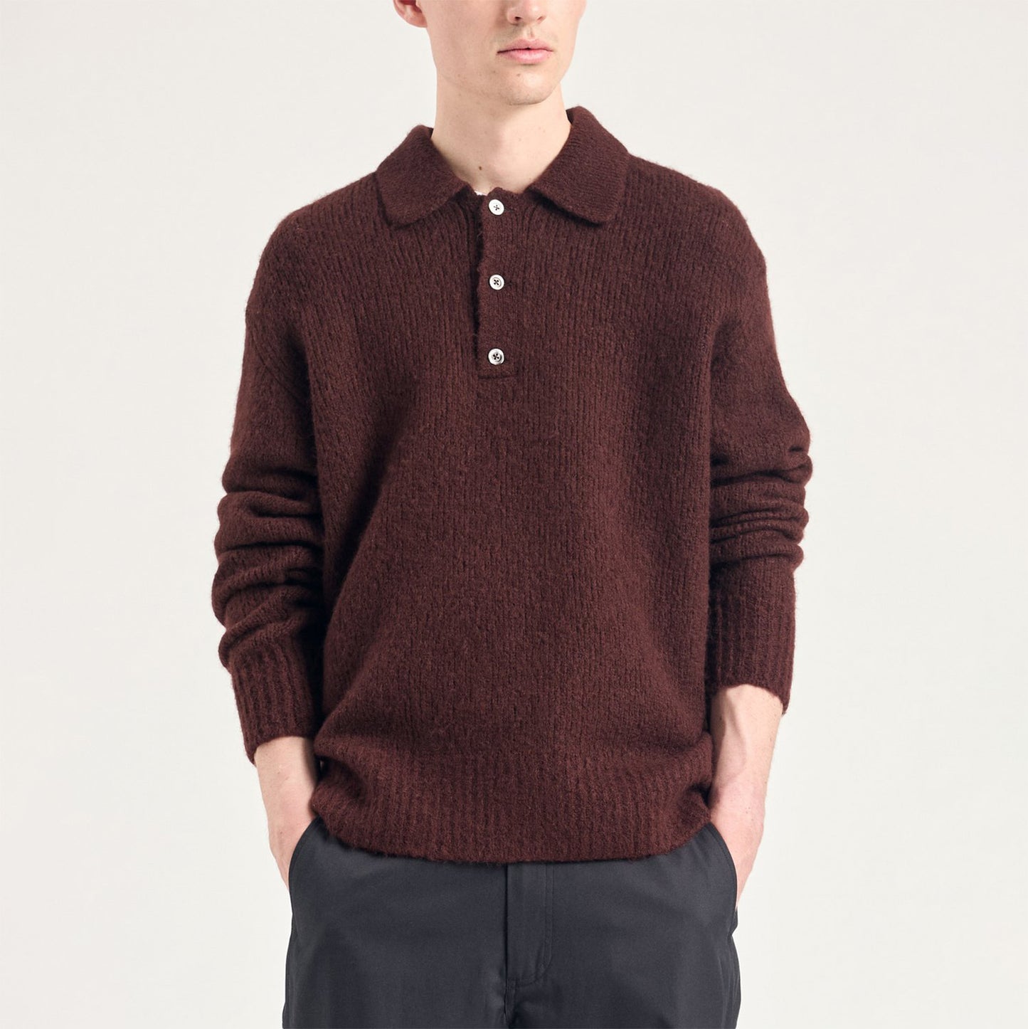 Rasmus Relaxed Brushed Polo - Mahogany