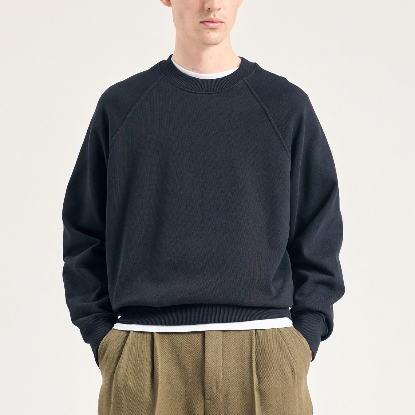 Tyr Relaxed Organic Loopback Raglan Crew - Dark Navy