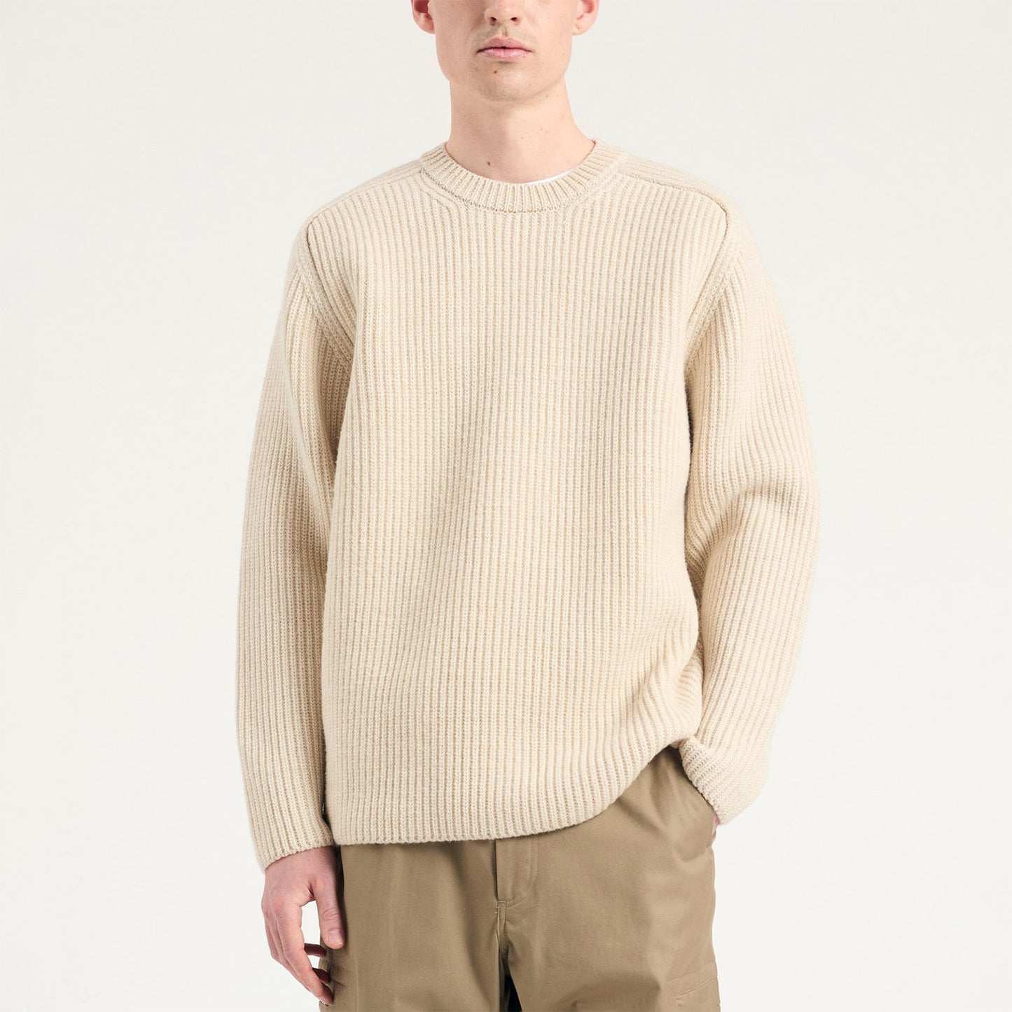 Sigurd Military Rib Crew Neck - Ecru