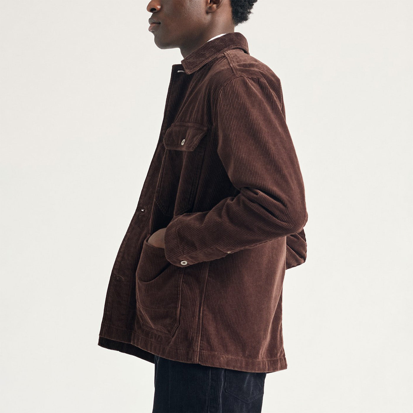 Folke Wide Corduroy Chore Jacket - Espresso