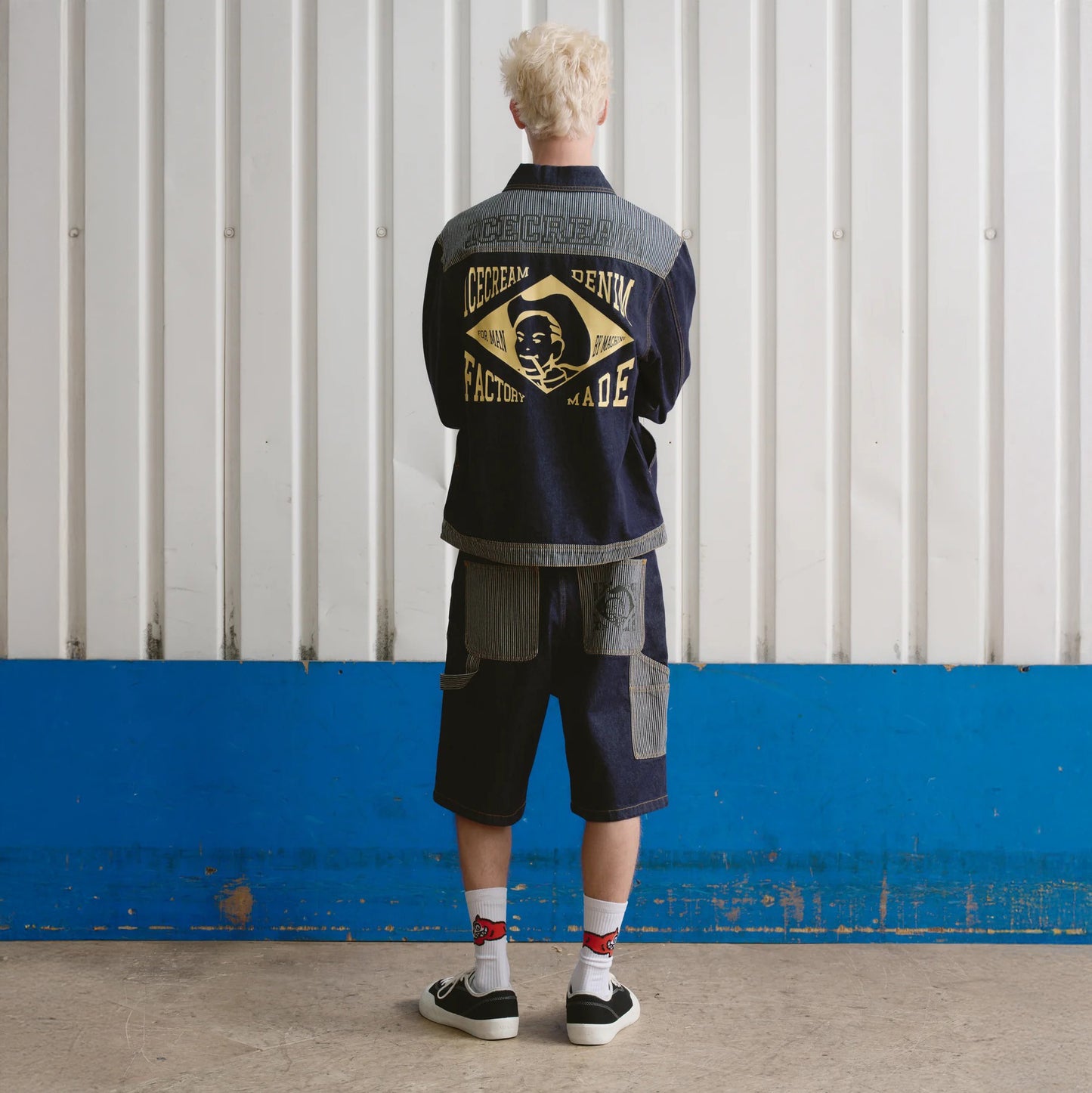 Hickory Panel Denim Carpenter Shorts - Indigo