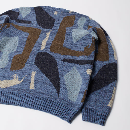 Detached knitting pullover - Blue