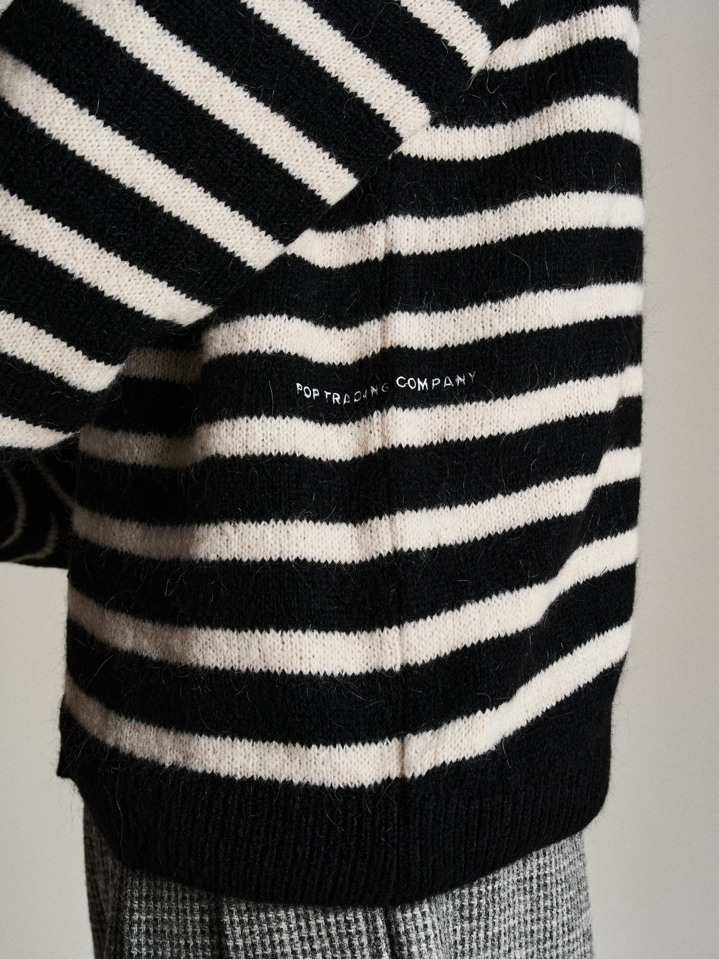 Mohair Striped Knitted Cardigan - Black/White