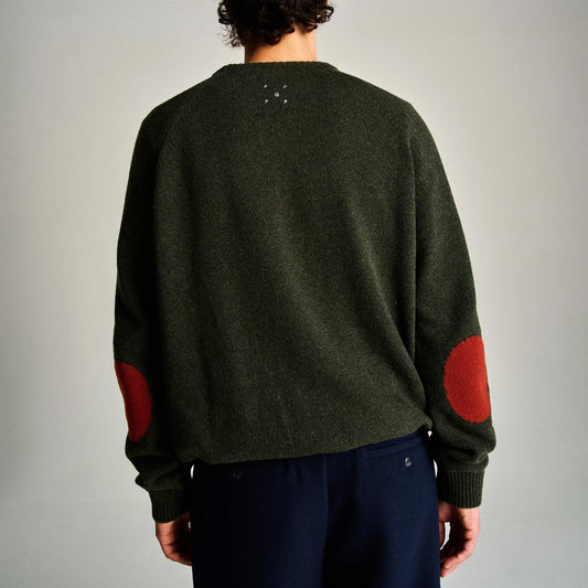 Knitted Elbow Crewneck - Duffel Green