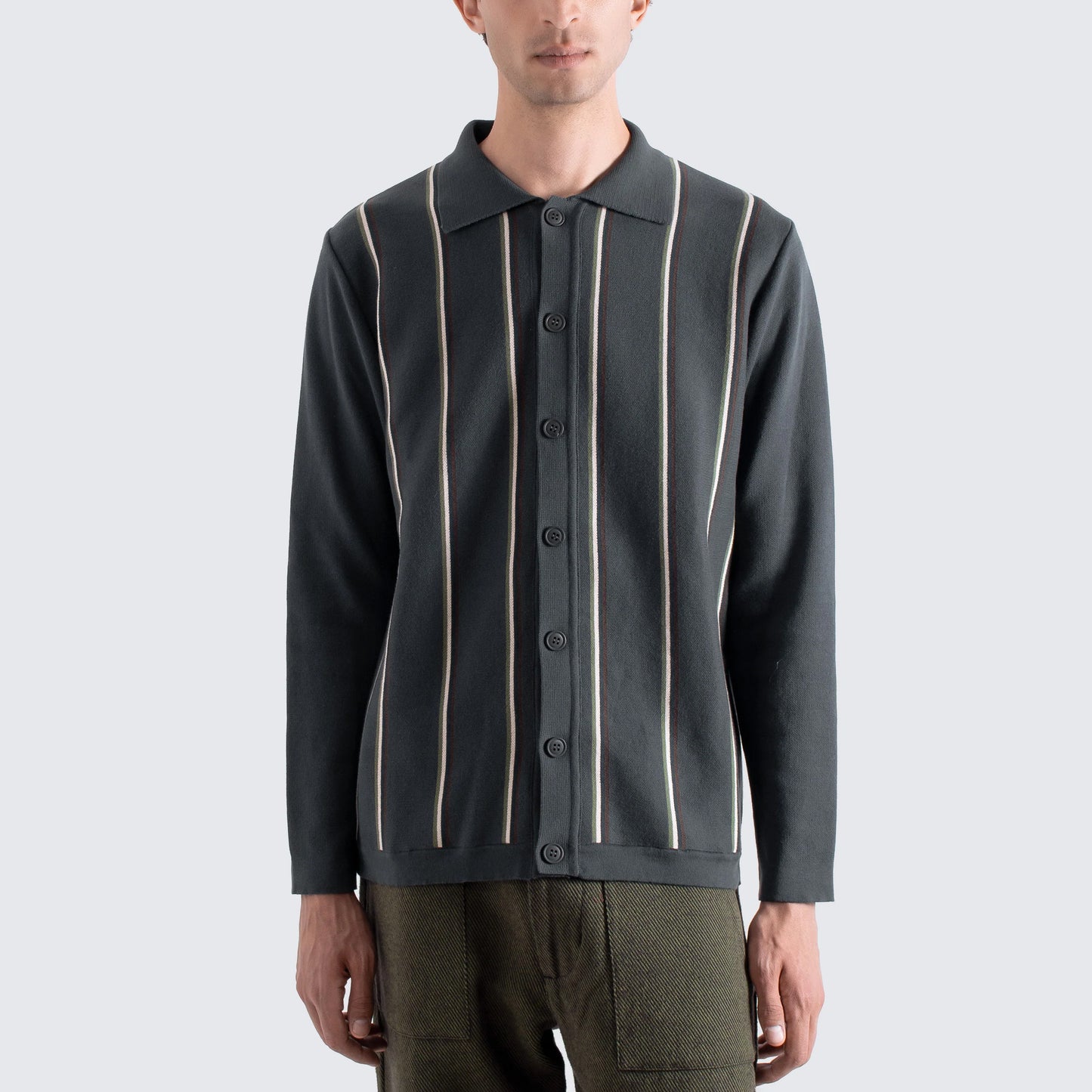 Zigger Cardigan - Grey Stripe