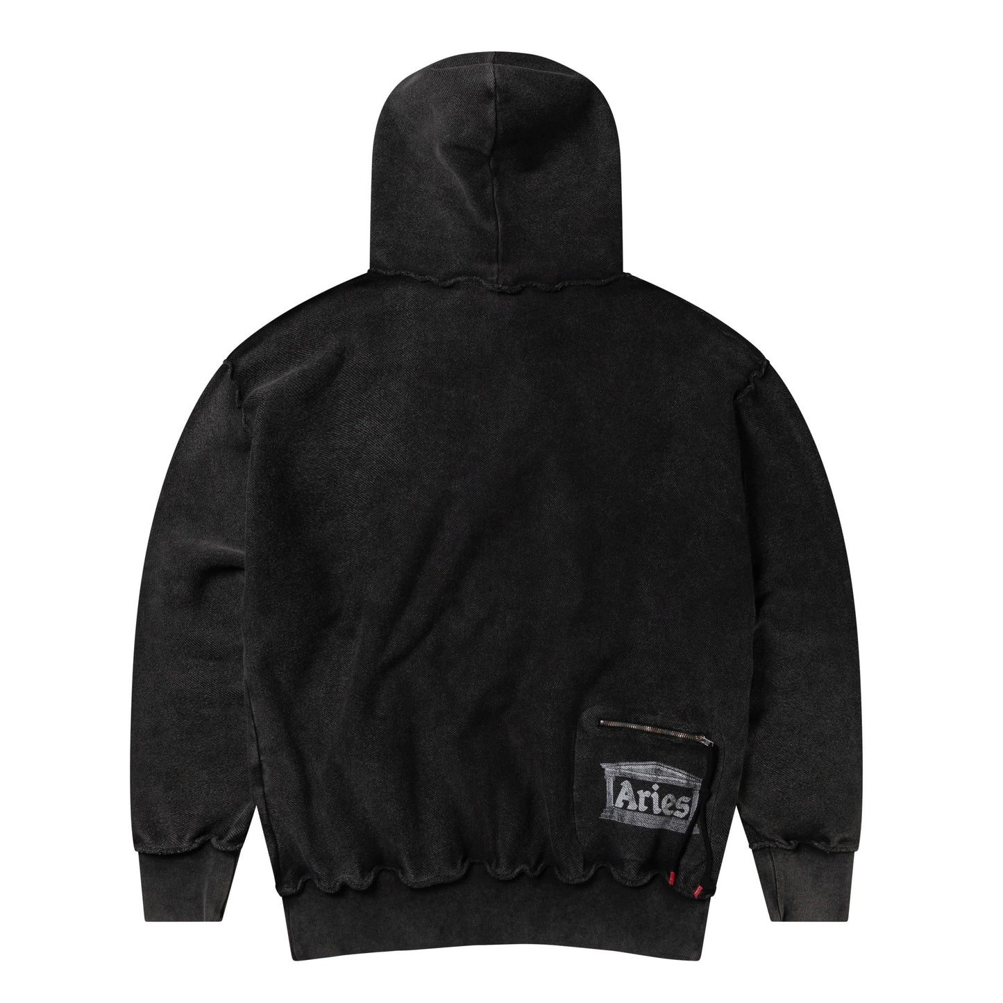 Aged Reverso Temple Zip Through Hoodie Black
