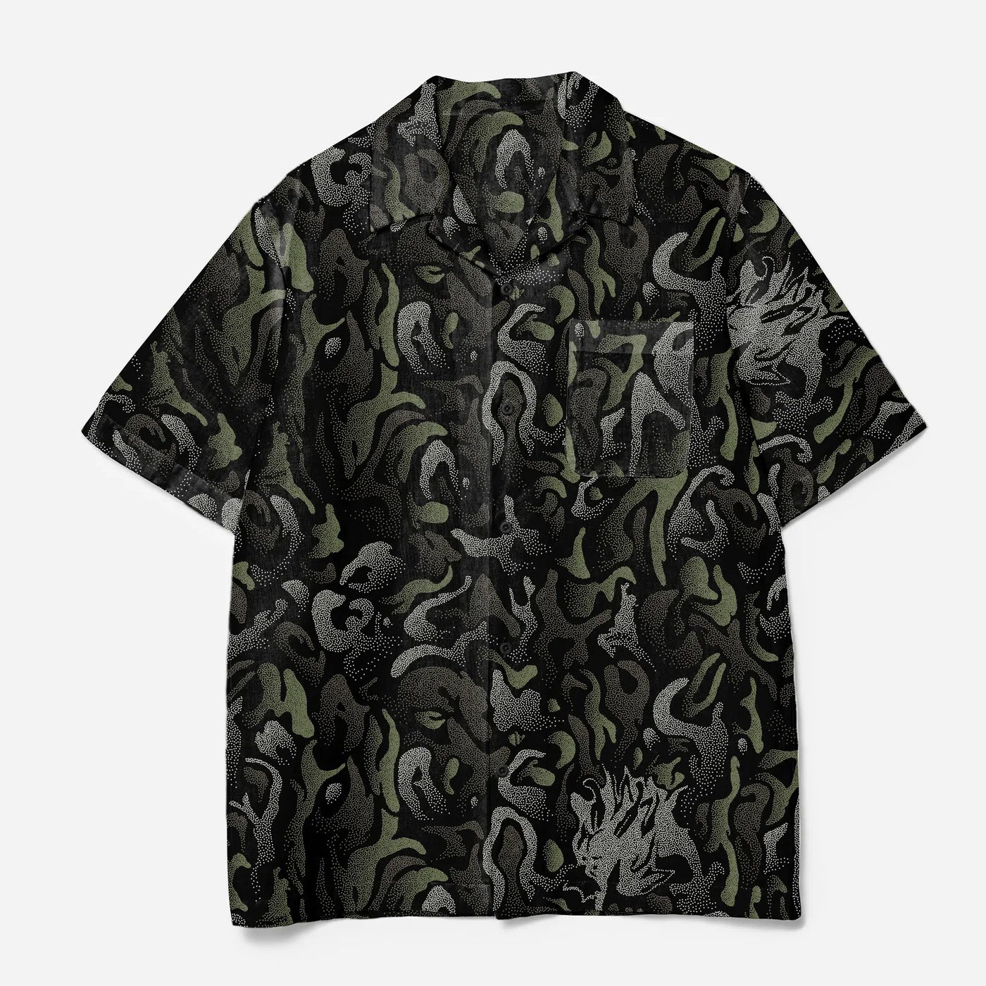 7084 DPM Koram Pointilist Camp Collar Shirt Black