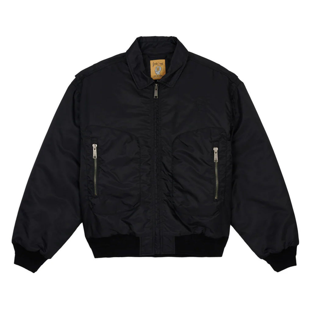 Embroidered 3D Flight Jacket - Black