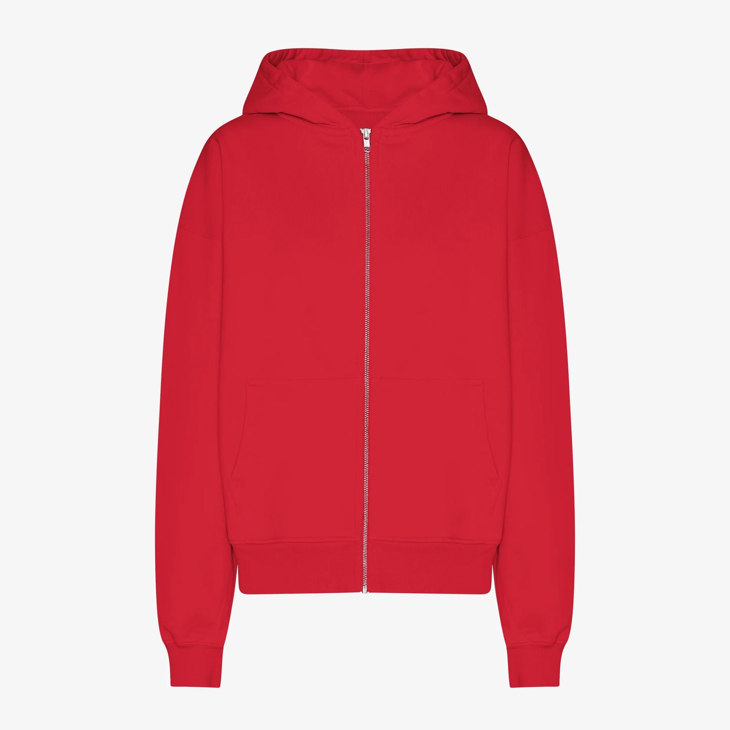 Organic Oversized Zip Hood - Scarlet Red
