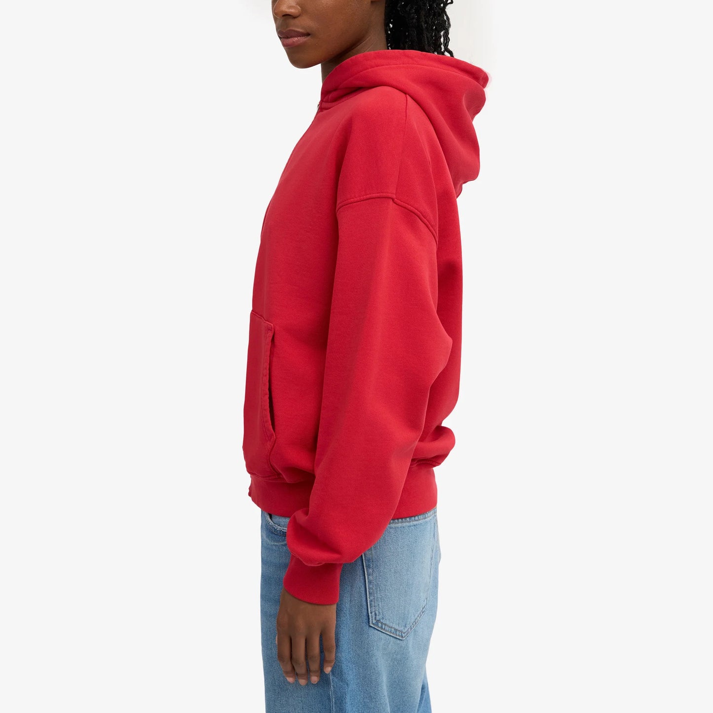 Organic Oversized Zip Hood - Scarlet Red