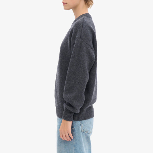 Oversized Merino Wool Crew - Lava Grey
