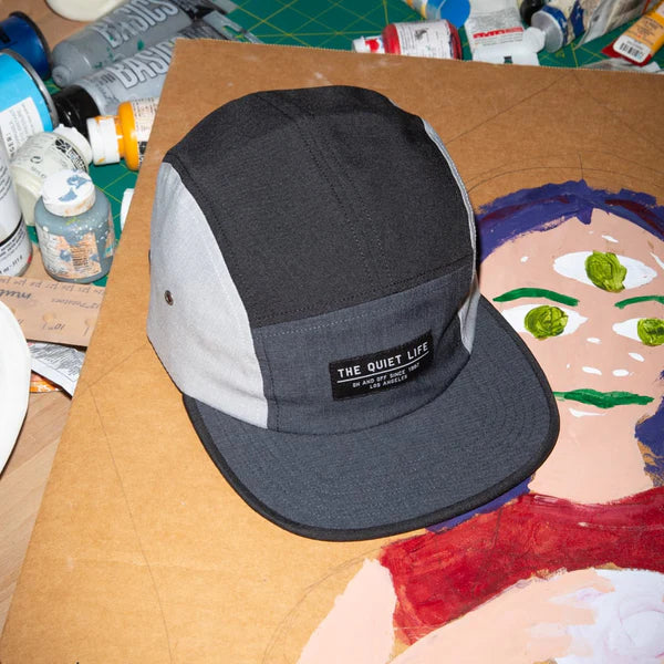 Xanadu 5 Panel Camper Hat (Made in USA)- Black / Light Grey