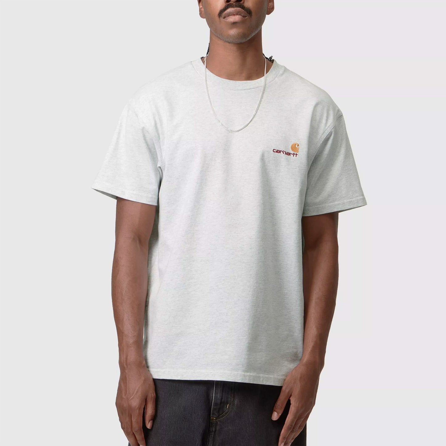 S/S American Script T-Shirt - Ash Heather