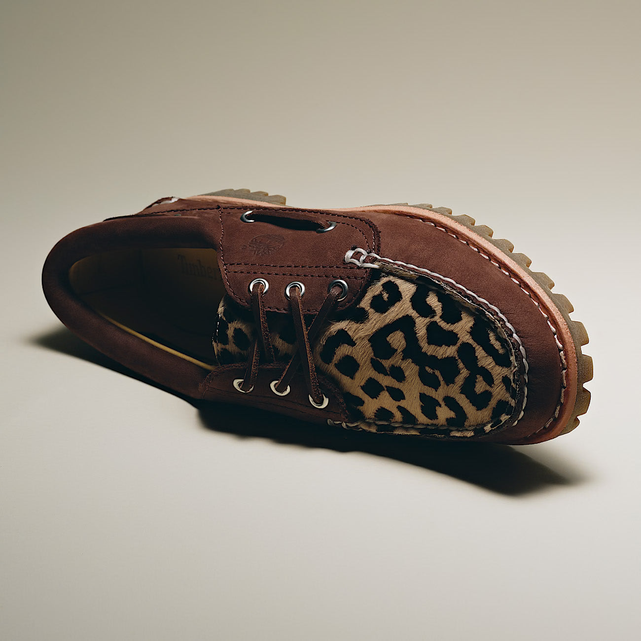 Women's Authentic 3-Eye Lug Boat Shoe - Leopard - Medium Brown Nubuck