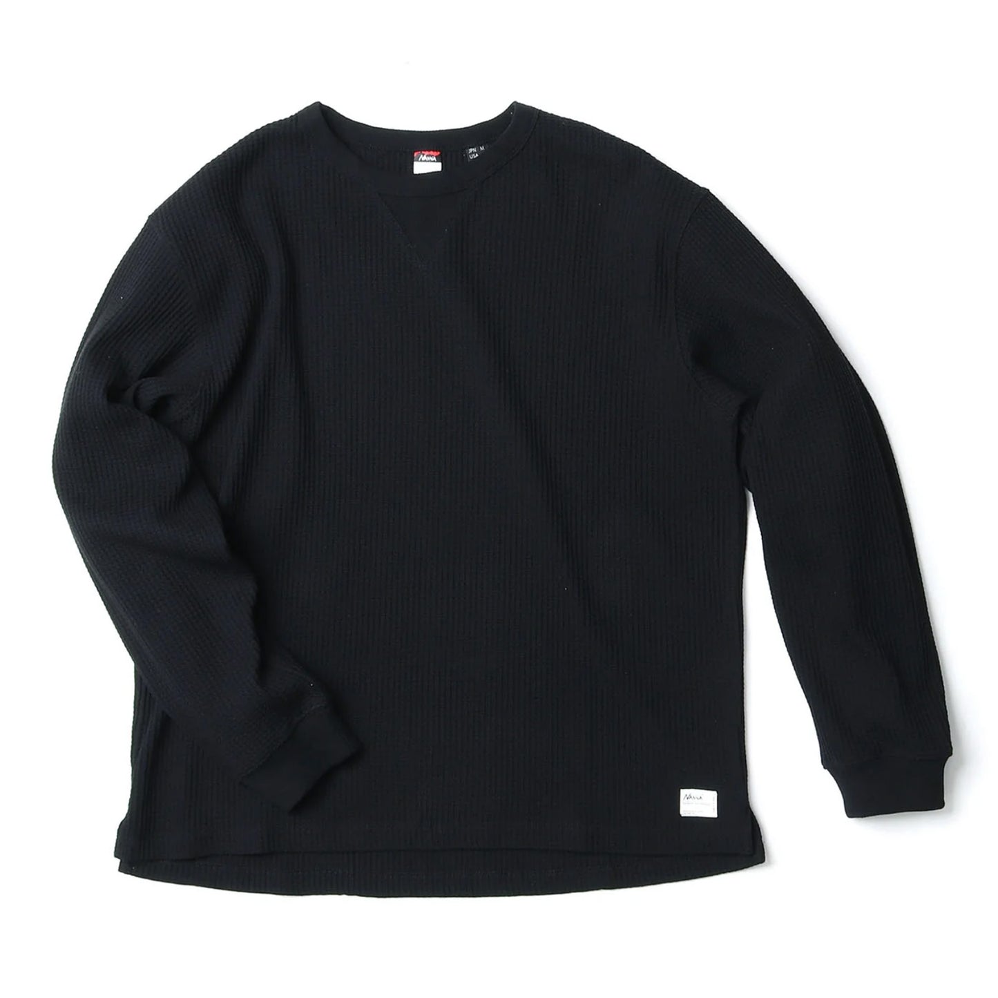 Eco Hybrid Waffle L/S Tee - Black