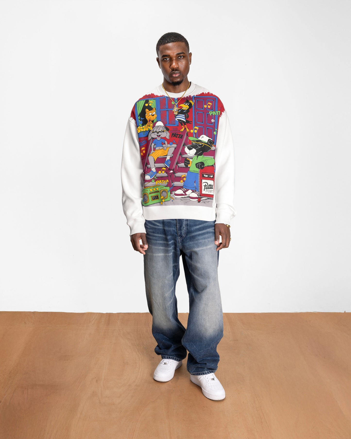 Block Party Crewneck Sweater - White