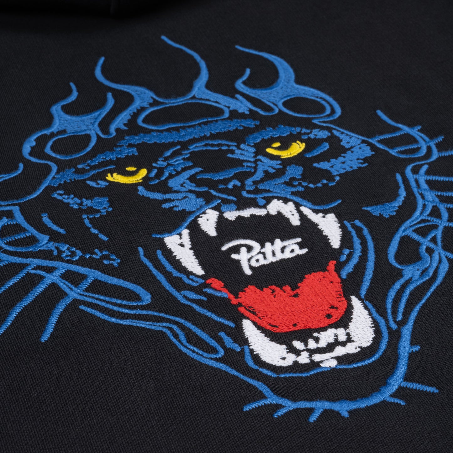 Embroidered Fire Panther Hooded Sweater