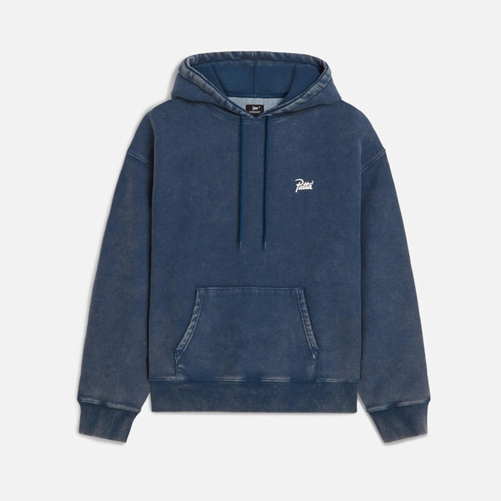 Classic Acid Washed Hooded Sweater - Estate Blue