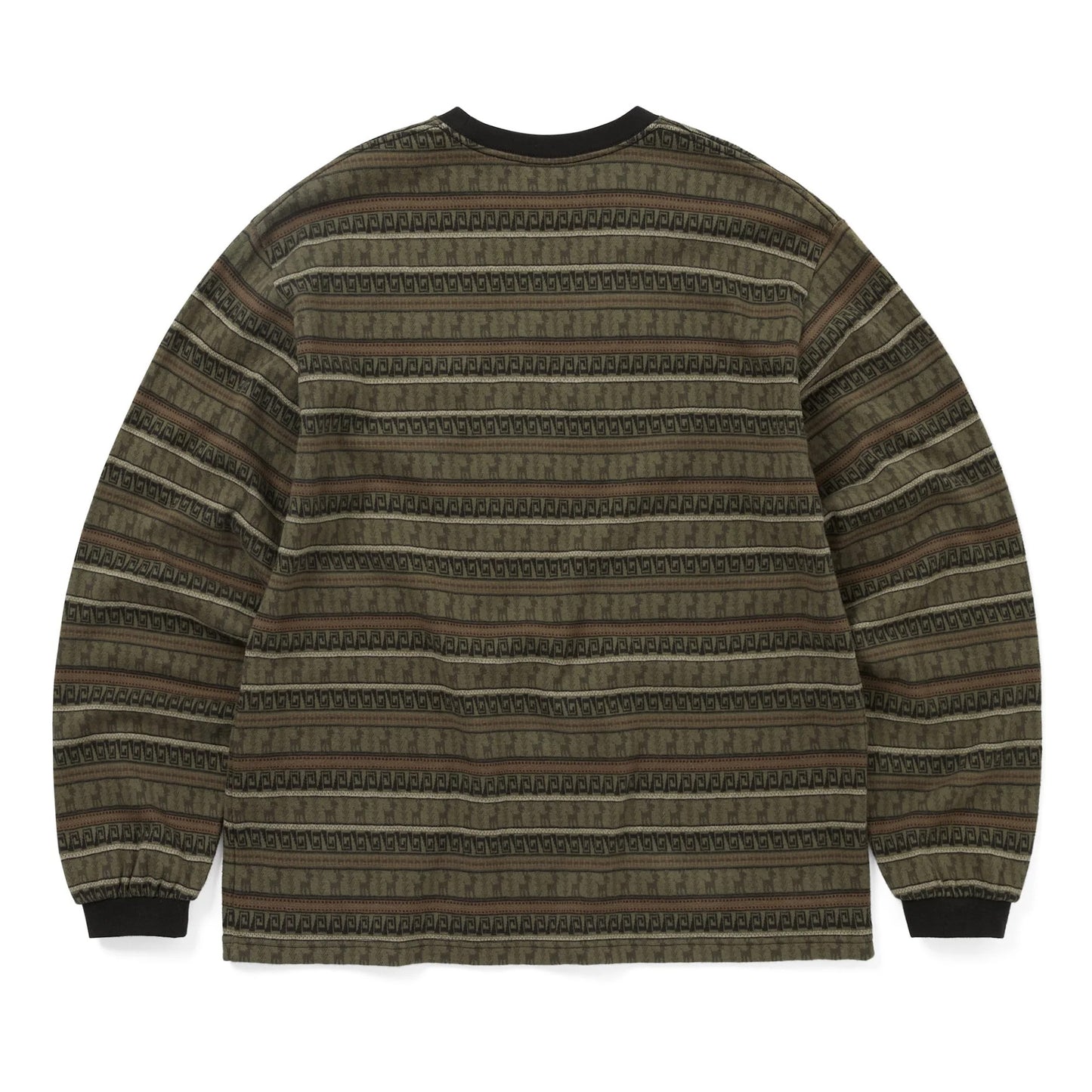 Pattern Striped L/S Tee - Khaki
