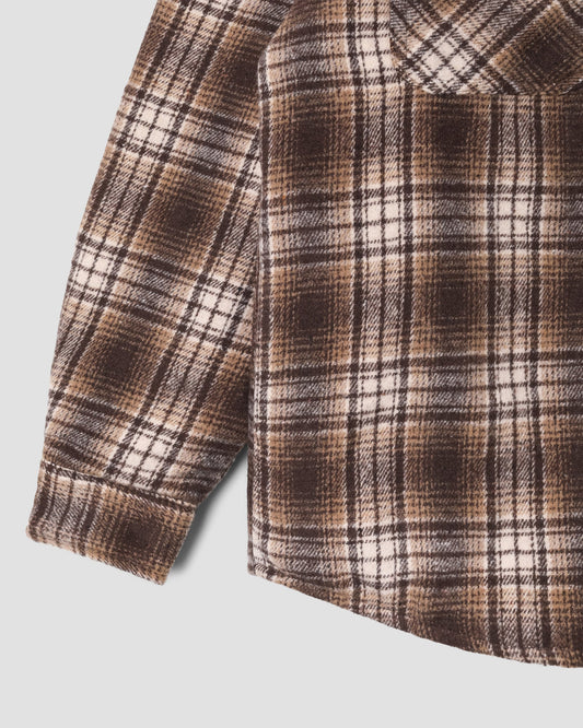 Quilted Plaid Overshirt - Brown