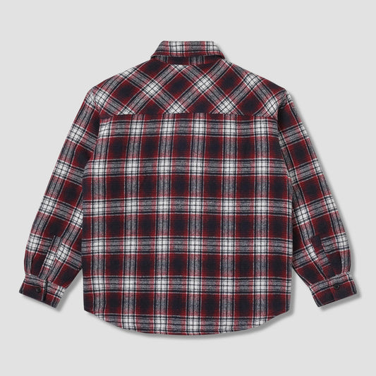 Quilted Plaid Overshirt - Red