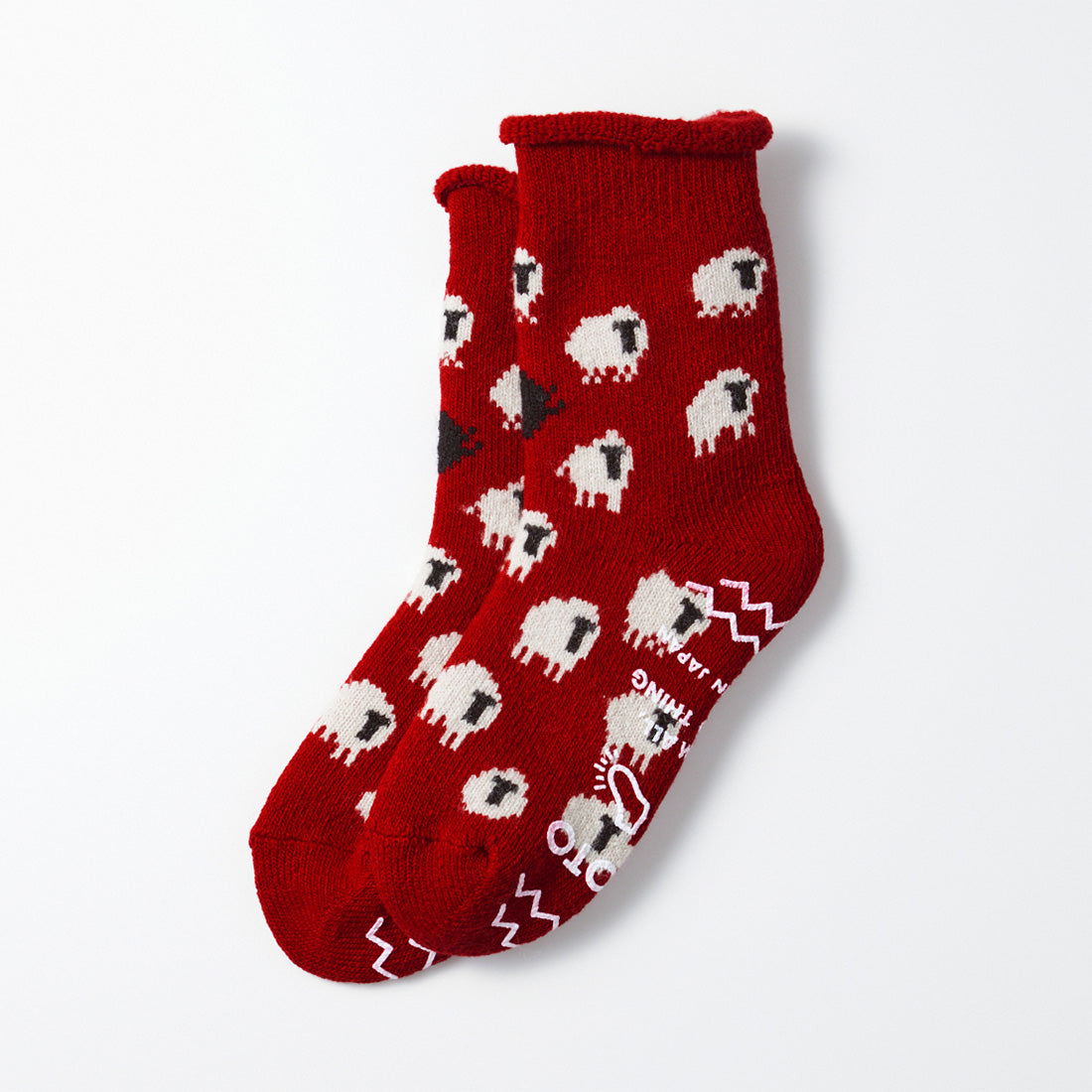 Pile Room Socks, Sheep - Red