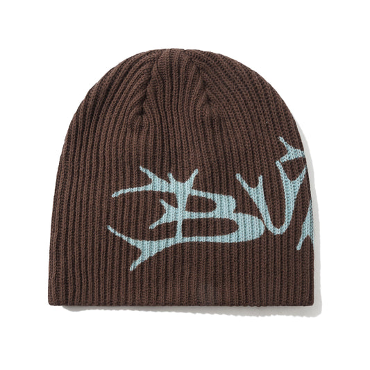 Scrawling Skully Beanie - Brown