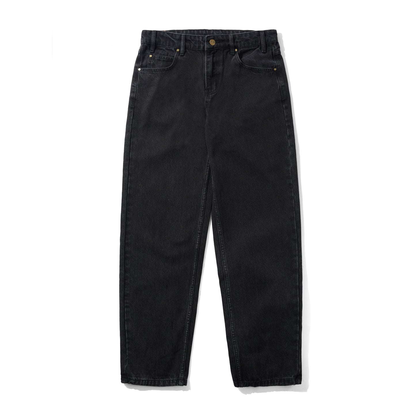 Straight Leg Denim Jeans - Washed Black